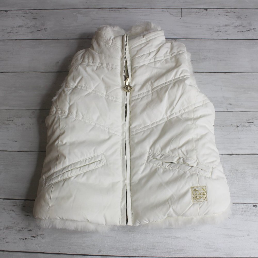 TCP Vintage Girl's Faux Fur Reversible Jacket Vest Size 18 Months White